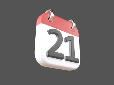 Calendar Icon 21 v1 001 Low-poly 3D model