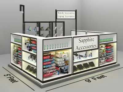 Shopping Mall Mobile Accessories KIOSK 3D Model 3D model