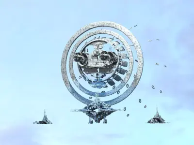interstellar Sci fi Horned array 2  Low-poly 3D model