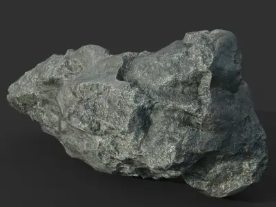 Low poly Damaged Black Rock B2 Low-poly 3D model