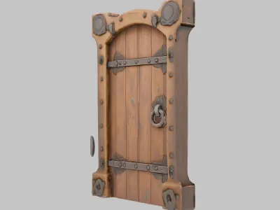 Ancient Wooden Dungeon Door 3D Model Low-poly 3D model