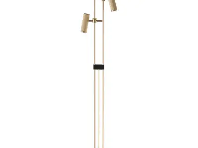 Floor lamp on a marble base with two fluted shades 3D model
