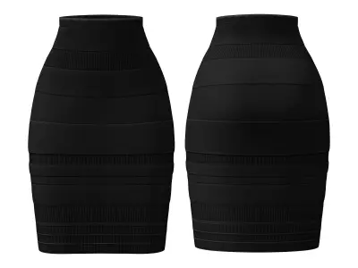 Elegant White Poncho Top Black Pencil Skirt Handbag Outfit Low-poly 3D model