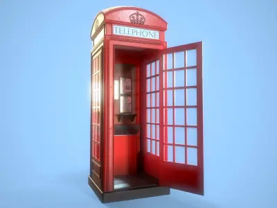 Telephone Box Low-poly 3D model