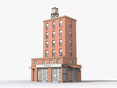 Apartment Building x11 Low-poly 3D model