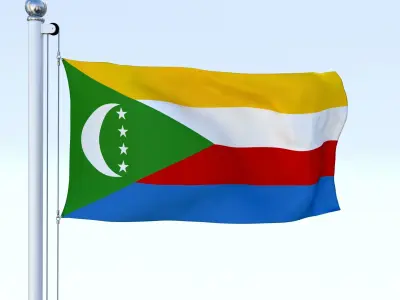 Animated Comoros Flag Low-poly 3D model