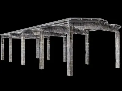 Concretecanopy wooden structure Low-poly 3D model