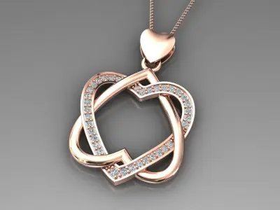 heart pendant diamond 3D print model