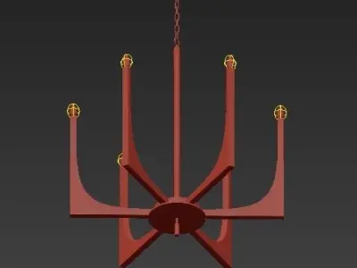 Acrylic Brass Finish Chandelier 6 Lights 3D model