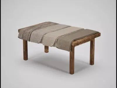 Medieval Market Table with Fabrics Low-poly 3D model