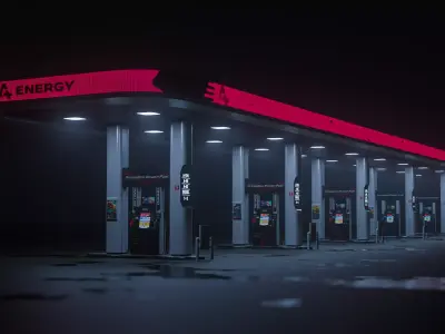 Multi-Fuel Hub Next-Generation Gas Station  Low-poly 3D model
