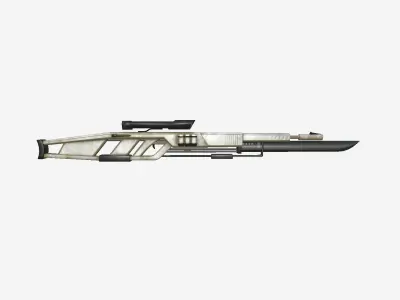 SciFi Sniper Gunblade A07 White - Fiction Weaponry Low-poly 3D model