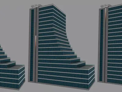 Simple Skyscraper Model with Sliding Led Light Animation 3D model