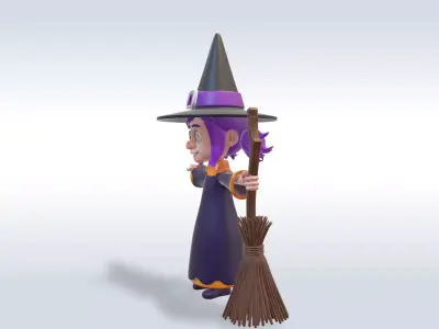 Adorable Witch Halloween Character 3D model buy