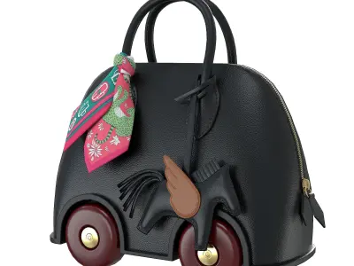 Hermes Mini Bolide Bag On Wheels Black Low-poly 3D model