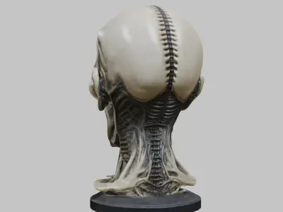 Detailed 3D Head Model HR Giger Man  Low-poly 3D model