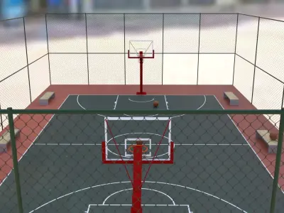 Street Basketball court  Low-poly 3D model