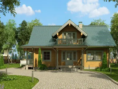 Classic Private Log House 195m 3D model