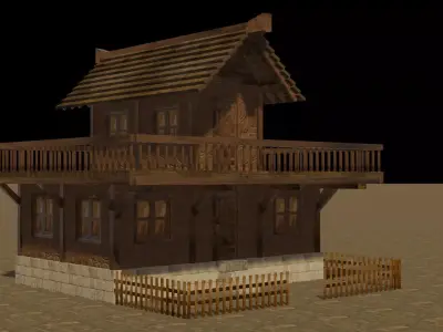 Medieval house eight 8 Low-poly 3D model