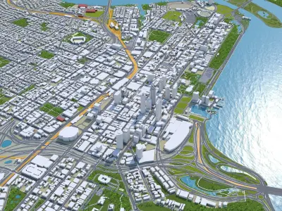 Perth Downtown Australia Low-poly 3D model