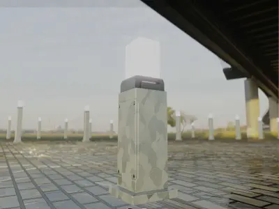 Street Light 8 Bollard 500mm Galvanized Version 3 Low-poly 3D model