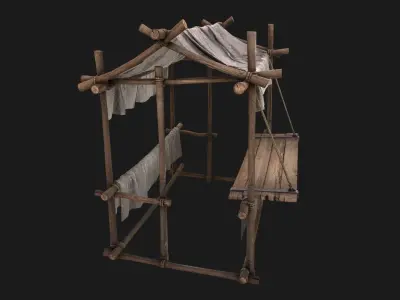 Market Tent White Low-poly 3D model