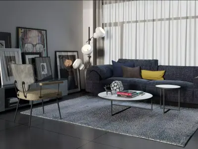 Living modern room 3D model
