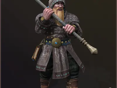 Dwarf Wizard Light Version Low-poly 3D model