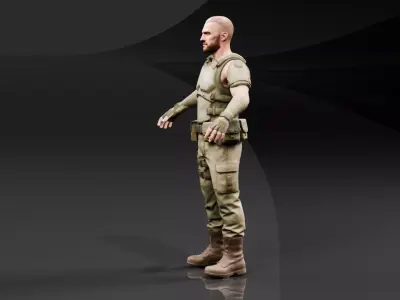 Desert Mercenary Free low-poly 3D model