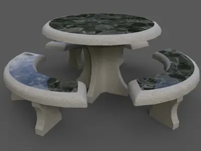 PBR Concrete Picnic Table B Low-poly 3D model