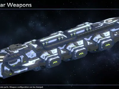 Spaceship Enkar Republic Cruiser Herkortun Low-poly 3D model