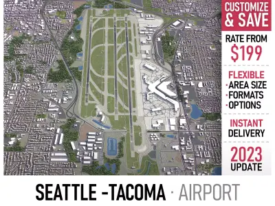 Seattle - Tacoma Airport Low-poly 3D model