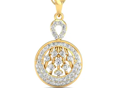 Yellow gold diamond pendent-P3 PS-05 3D print model