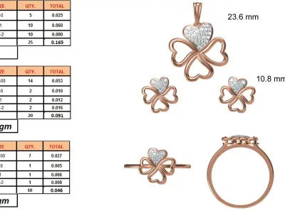 Light wt Ring Earrings Pendant set stl jcd 1-render details 3D print model