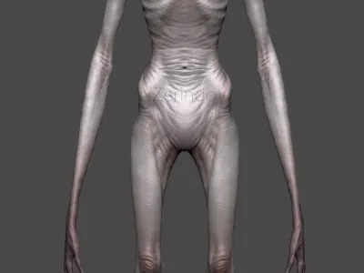 SCP-096 creature with long arms and legs Low-poly 3D model