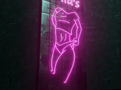Woman Neon Sign Low-poly 3D model