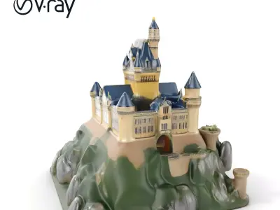 Medieval Castle on Hill Model Pack Low-poly 3D model