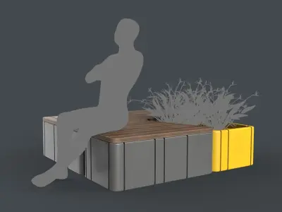 Modern Outdoor Bench 116 PBR Game Ready Low-poly 3D model