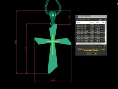 Light Gold 18K Cross Pendant 2CP023 3D print model