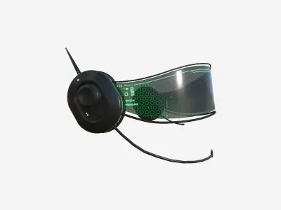 SciFi Glasses H02 Black Green - Character Design Fashion Low-poly 3D model