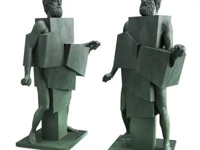 Man of cubes sculpture Low-poly 3D model