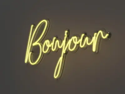 Bonjour - Neon Sign 3D model