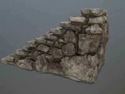 stairs stone wall Low-poly 3D model