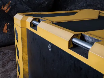 Sci fi Crystals and Resource Crate and Rocks Low-poly 3D model