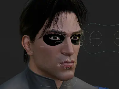 Nightwing 3D Model Jim Lee Fully Rigged PBR FBX Blender OBJ Low-poly 3D model