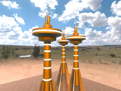 SciFi Desert Tower Low-poly 3D model