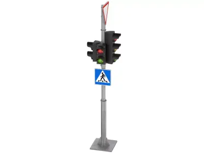 Traffic lights and road signs 1 Low-poly 3D model