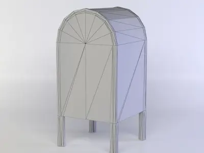 Green post box Low-poly 3D model