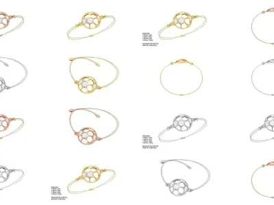 17 Women Light wt Diamond Bracelet 3dm stl obj gltf glb 3D Model Pack