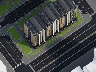 Exterior Apartment Building 12 Floors 3D model